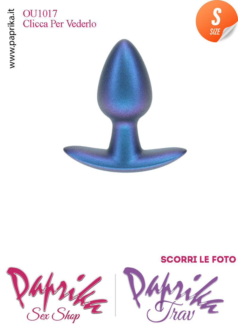 Plug Anale Corto Small 6.5 cm Ø 27 Silicone Blu Base Curva Non Vibrante
