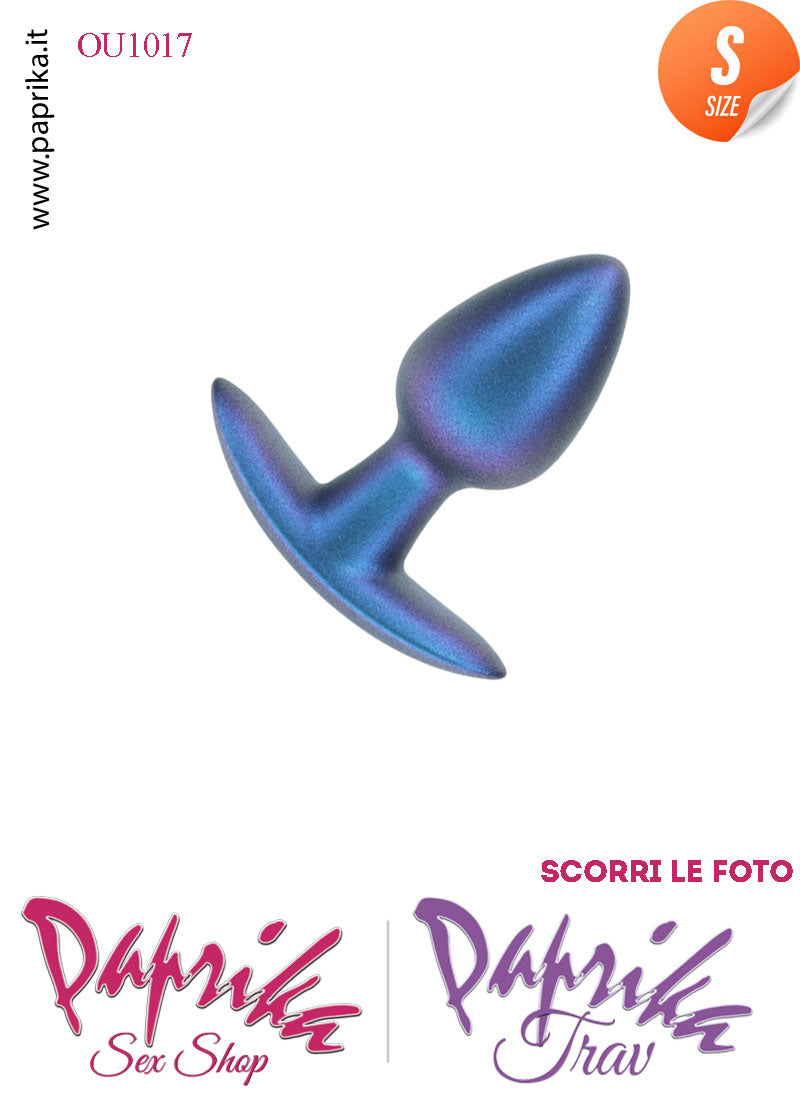 Plug Anale Corto Small 6.5 cm Ø 27 Silicone Blu Base Curva Non Vibrante
