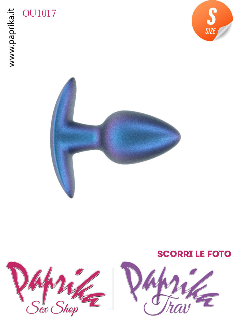 Plug Anale Corto Small 6.5 cm Ø 27 Silicone Blu Base Curva Non Vibrante