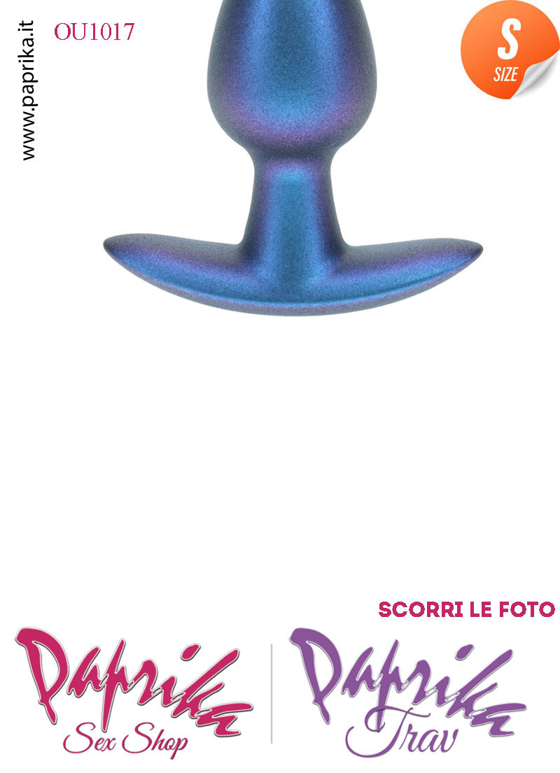 Plug Anale Corto Small 6.5 cm Ø 27 Silicone Blu Base Curva Non Vibrante