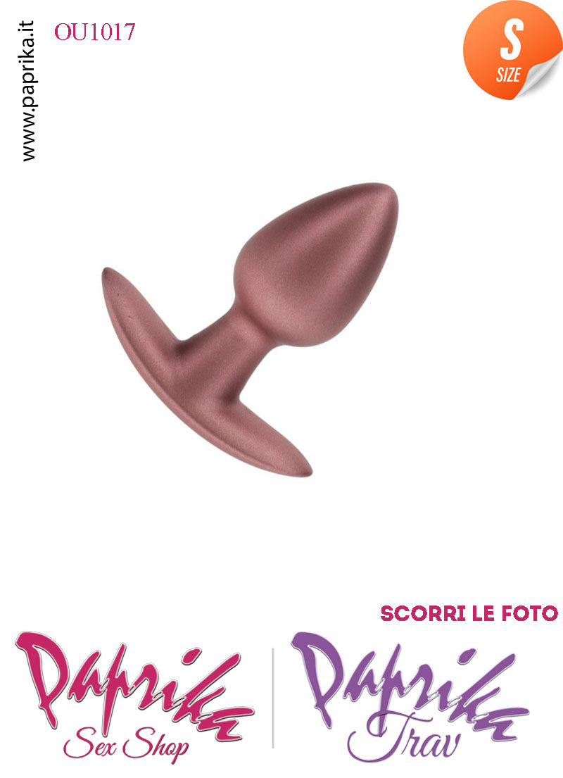 Plug Anale Corto Small 6.5 cm Ø 27 Silicone Bronzo Base Curva Non Vibrante