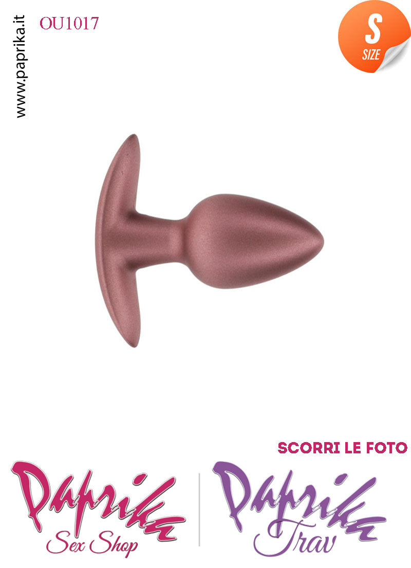 Plug Anale Corto Small 6.5 cm Ø 27 Silicone Bronzo Base Curva Non Vibrante