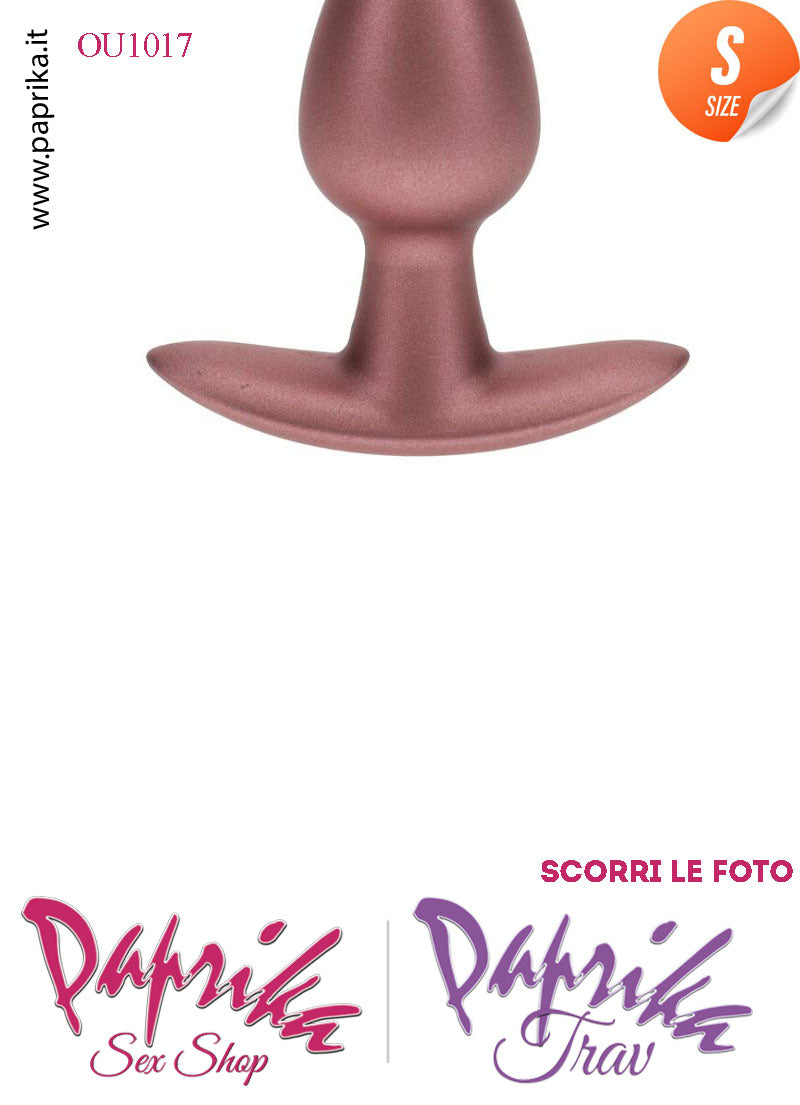 Plug Anale Corto Small 6.5 cm Ø 27 Silicone Bronzo Base Curva Non Vibrante