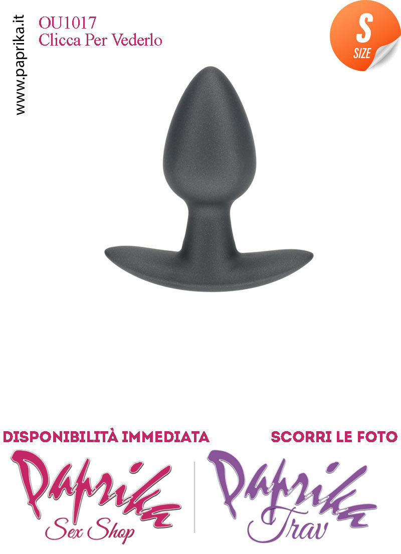 Plug Anale Corto Small 6.5 cm Ø 27 Silicone Nero Base Curva Non Vibrante