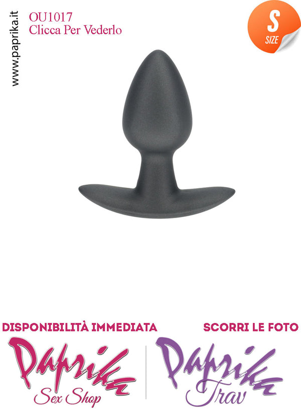 Plug Anale Corto Small 6.5 cm Ø 27 Silicone Nero Base Curva Non Vibrante