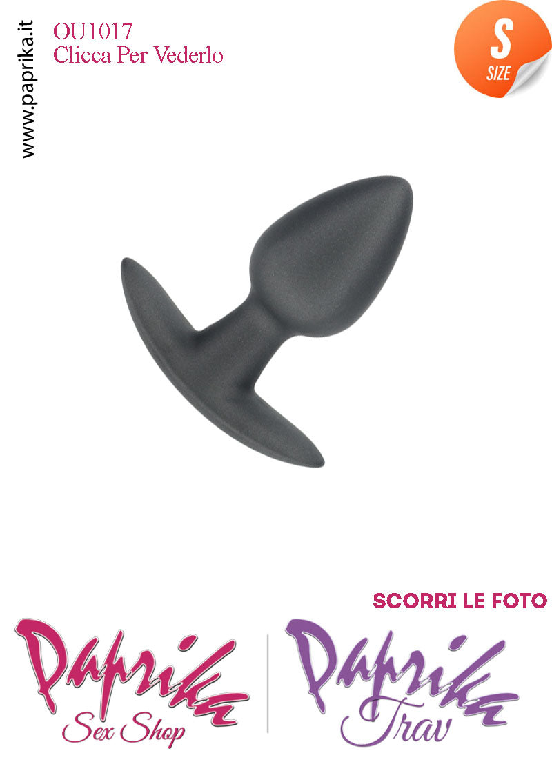 Plug Anale Corto Small 6.5 cm Ø 27 Silicone Nero Base Curva Non Vibrante