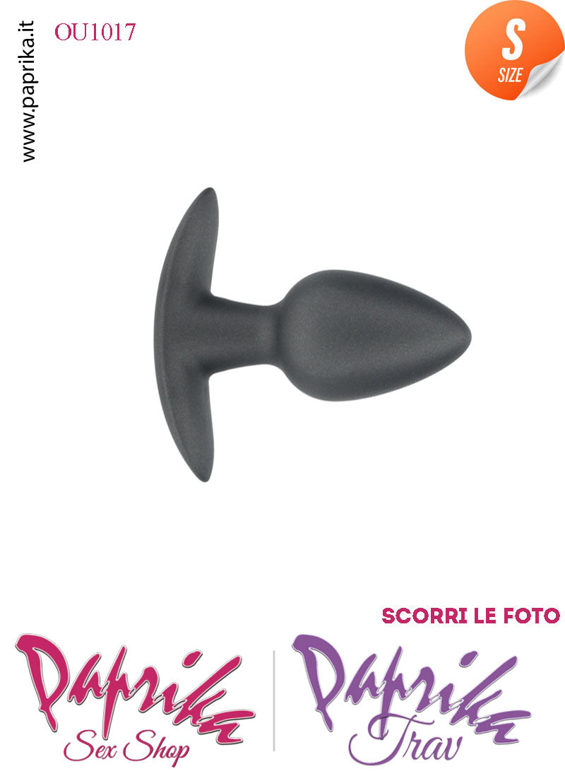 Plug Anale Corto Small 6.5 cm Ø 27 Silicone Nero Base Curva Non Vibrante