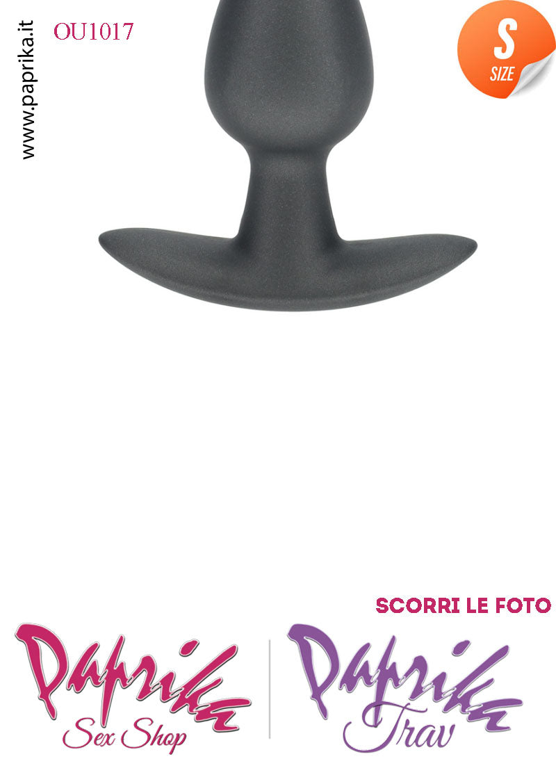 Plug Anale Corto Small 6.5 cm Ø 27 Silicone Nero Base Curva Non Vibrante