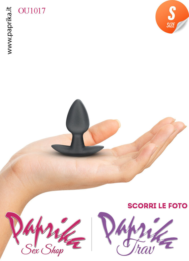 Plug Anale Corto Small 6.5 cm Ø 27 Silicone Nero Base Curva Non Vibrante