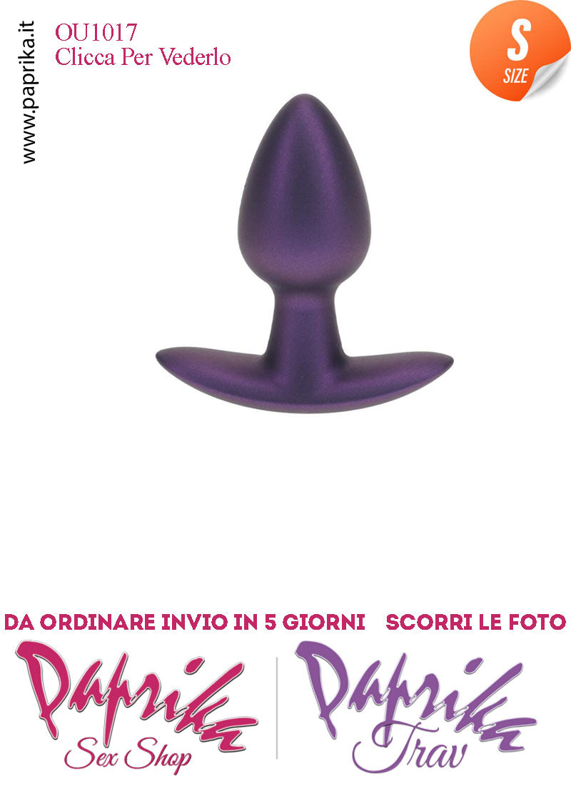 Plug Anale Corto Small 6.5 cm Ø 27 Silicone Viola Base Curva Non Vibrante