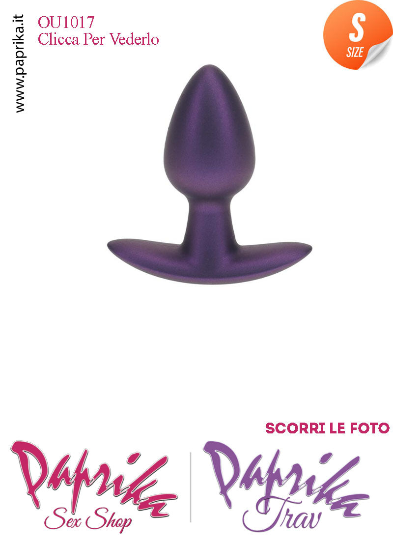 Plug Anale Corto Small 6.5 cm Ø 27 Silicone Viola Base Curva Non Vibrante