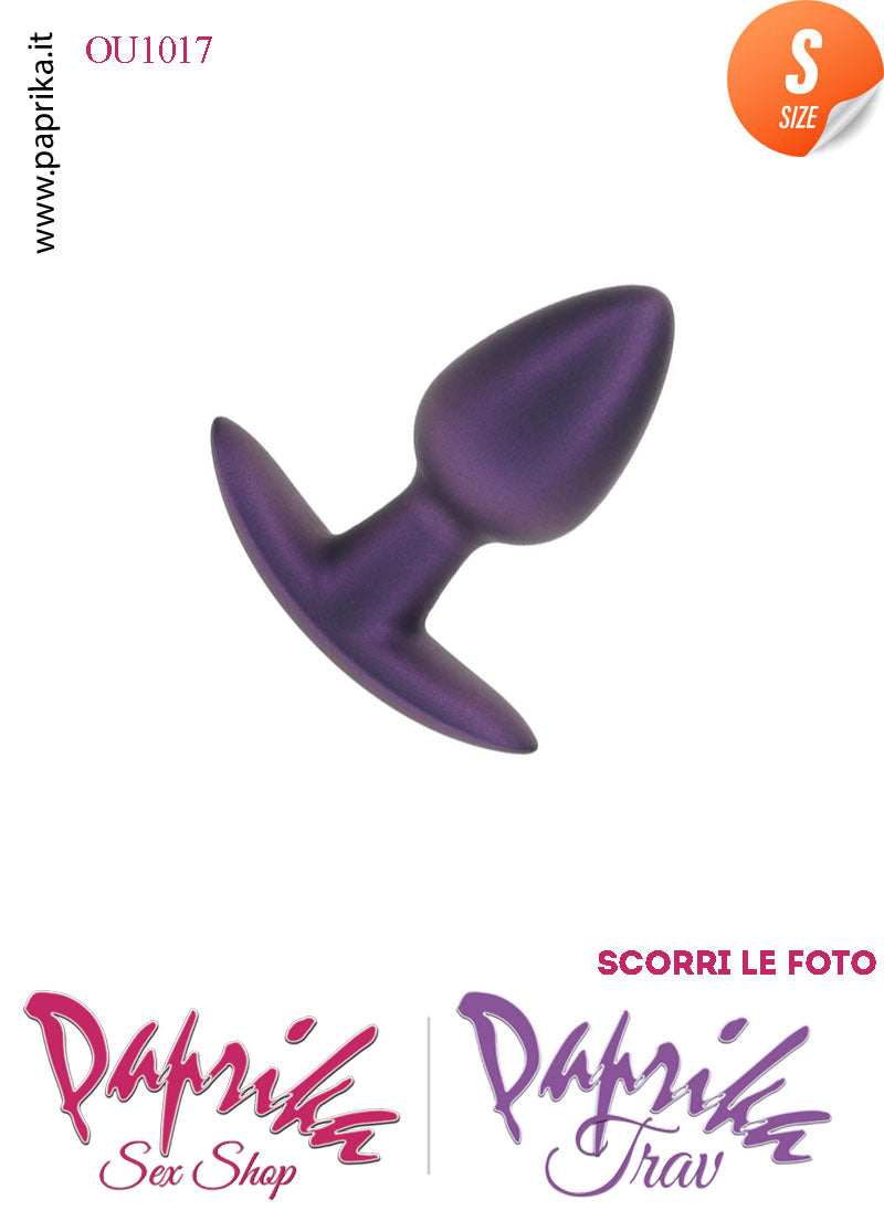 Plug Anale Corto Small 6.5 cm Ø 27 Silicone Viola Base Curva Non Vibrante