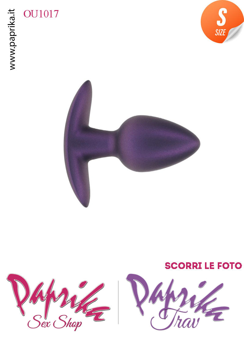 Plug Anale Corto Small 6.5 cm Ø 27 Silicone Viola Base Curva Non Vibrante