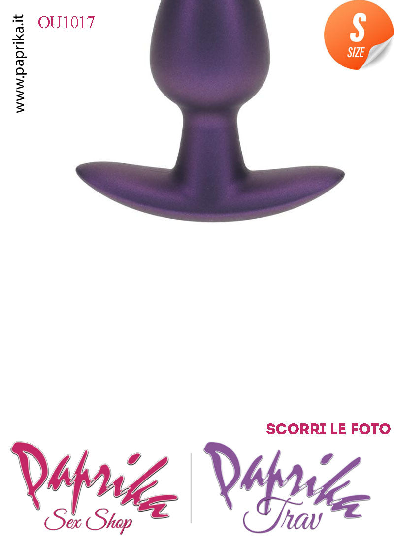 Plug Anale Corto Small 6.5 cm Ø 27 Silicone Viola Base Curva Non Vibrante