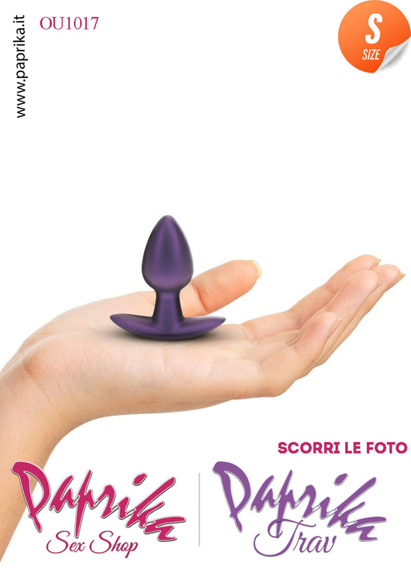 Plug Anale Corto Small 6.5 cm Ø 27 Silicone Viola Base Curva Non Vibrante