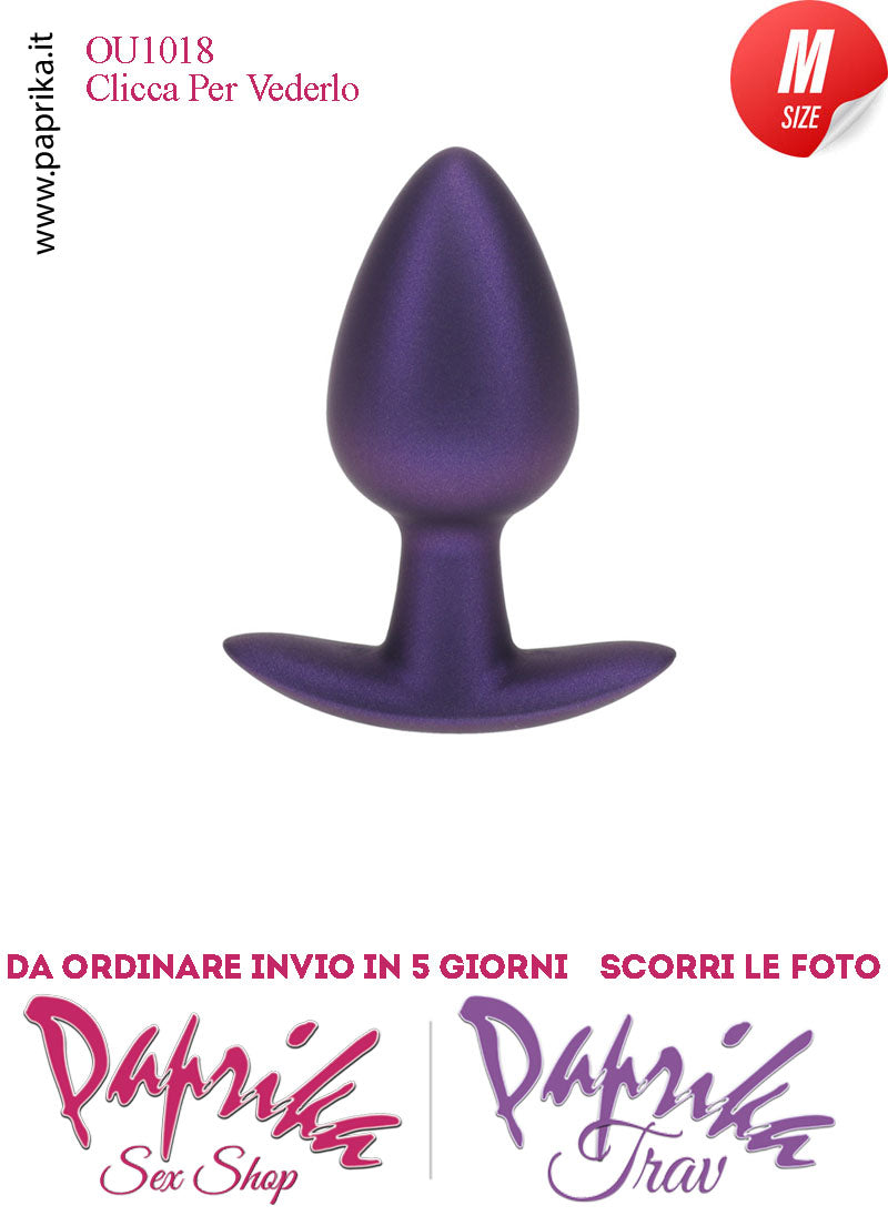 Plug Anale Corto Medium 8 cm Ø 34 Silicone Viola Base Curva Non Vibrante