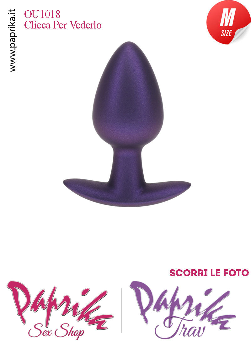 Plug Anale Corto Medium 8 cm Ø 34 Silicone Viola Base Curva Non Vibrante