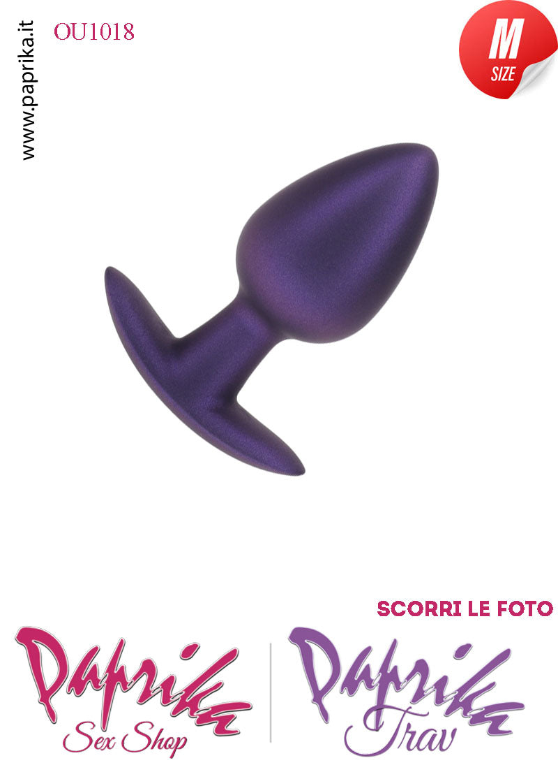 Plug Anale Corto Medium 8 cm Ø 34 Silicone Viola Base Curva Non Vibrante