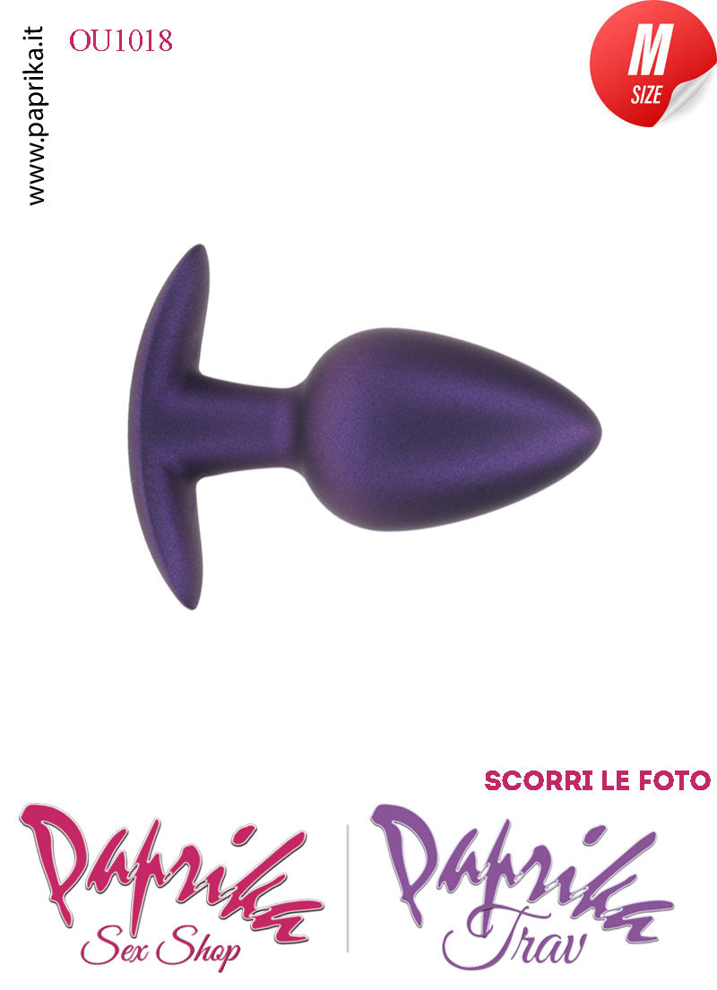 Plug Anale Corto Medium 8 cm Ø 34 Silicone Viola Base Curva Non Vibrante