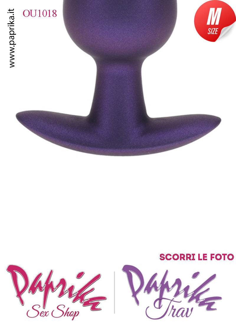 Plug Anale Corto Medium 8 cm Ø 34 Silicone Viola Base Curva Non Vibrante