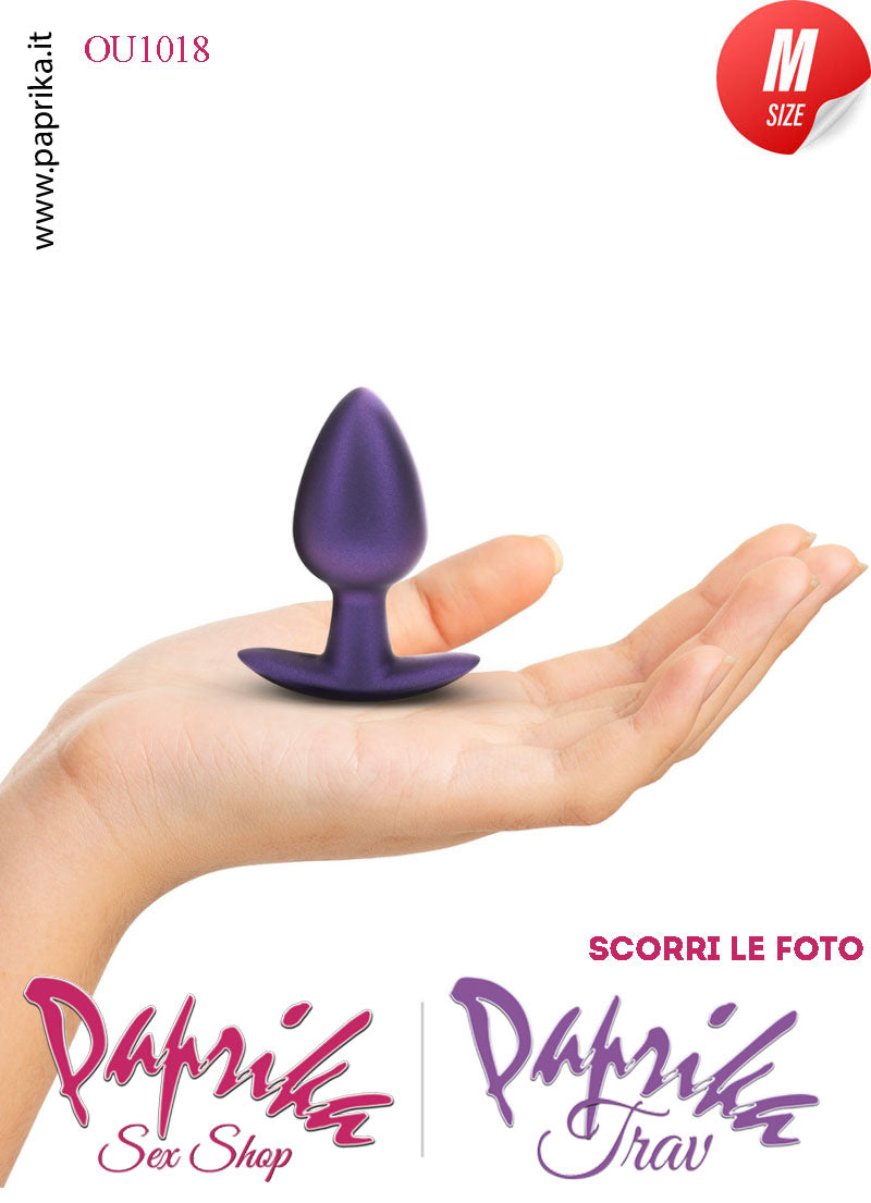 Plug Anale Corto Medium 8 cm Ø 34 Silicone Viola Base Curva Non Vibrante