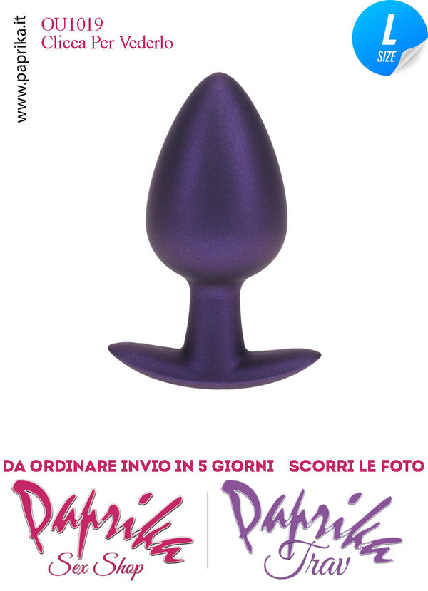 Plug Anale Corto Large 9 cm Ø 40 Silicone Viola Base Curva Non Vibrante