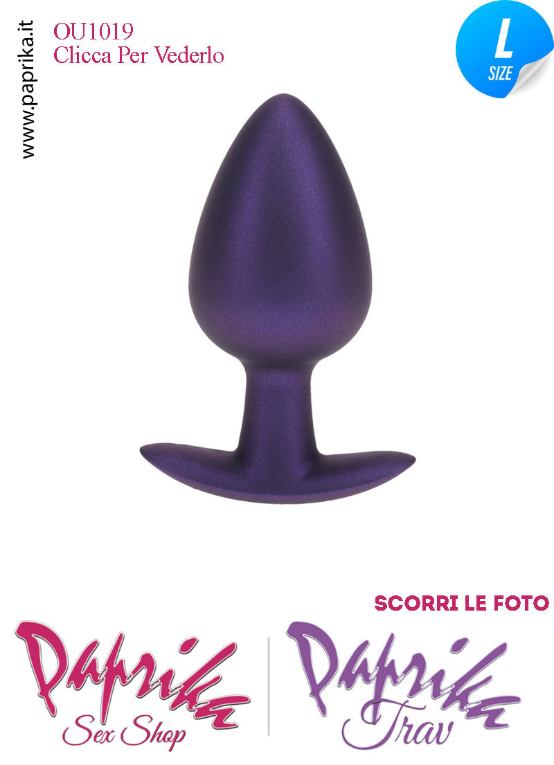 Plug Anale Corto Large 9 cm Ø 40 Silicone Viola Base Curva Non Vibrante