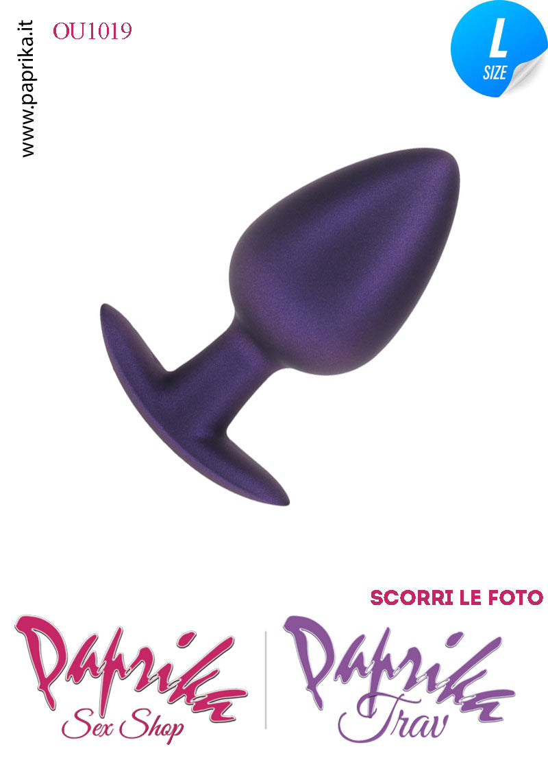 Plug Anale Corto Large 9 cm Ø 40 Silicone Viola Base Curva Non Vibrante