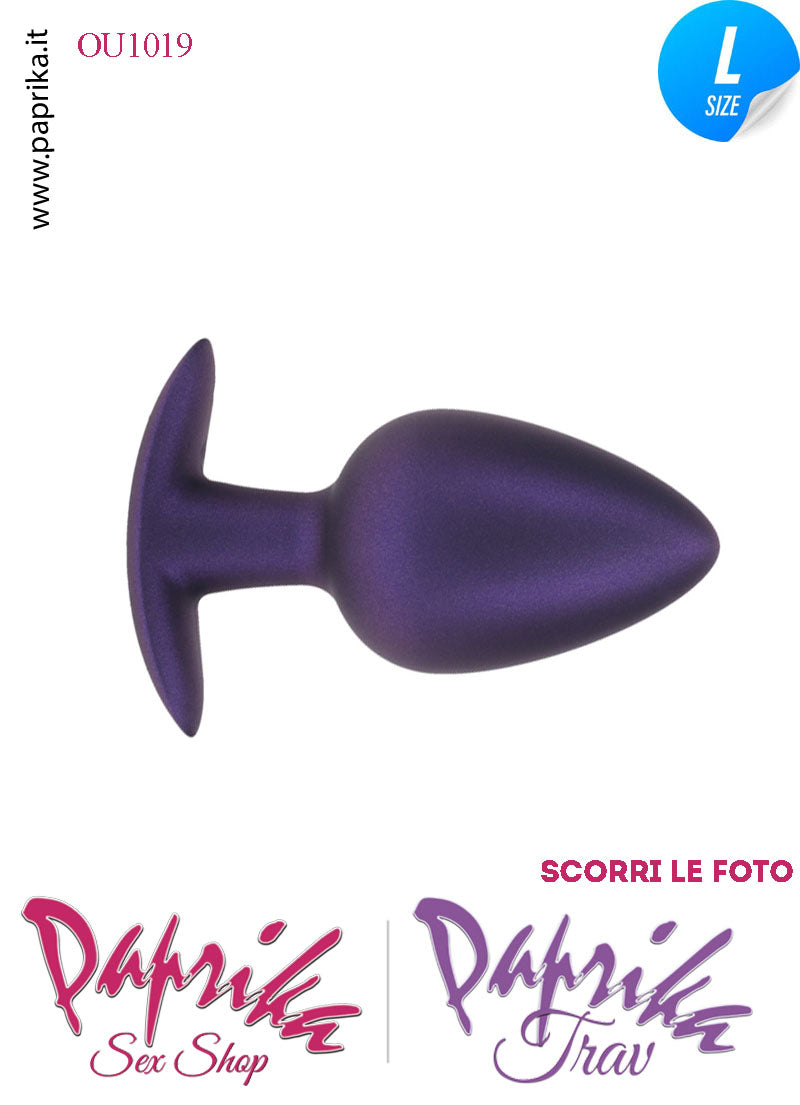Plug Anale Corto Large 9 cm Ø 40 Silicone Viola Base Curva Non Vibrante