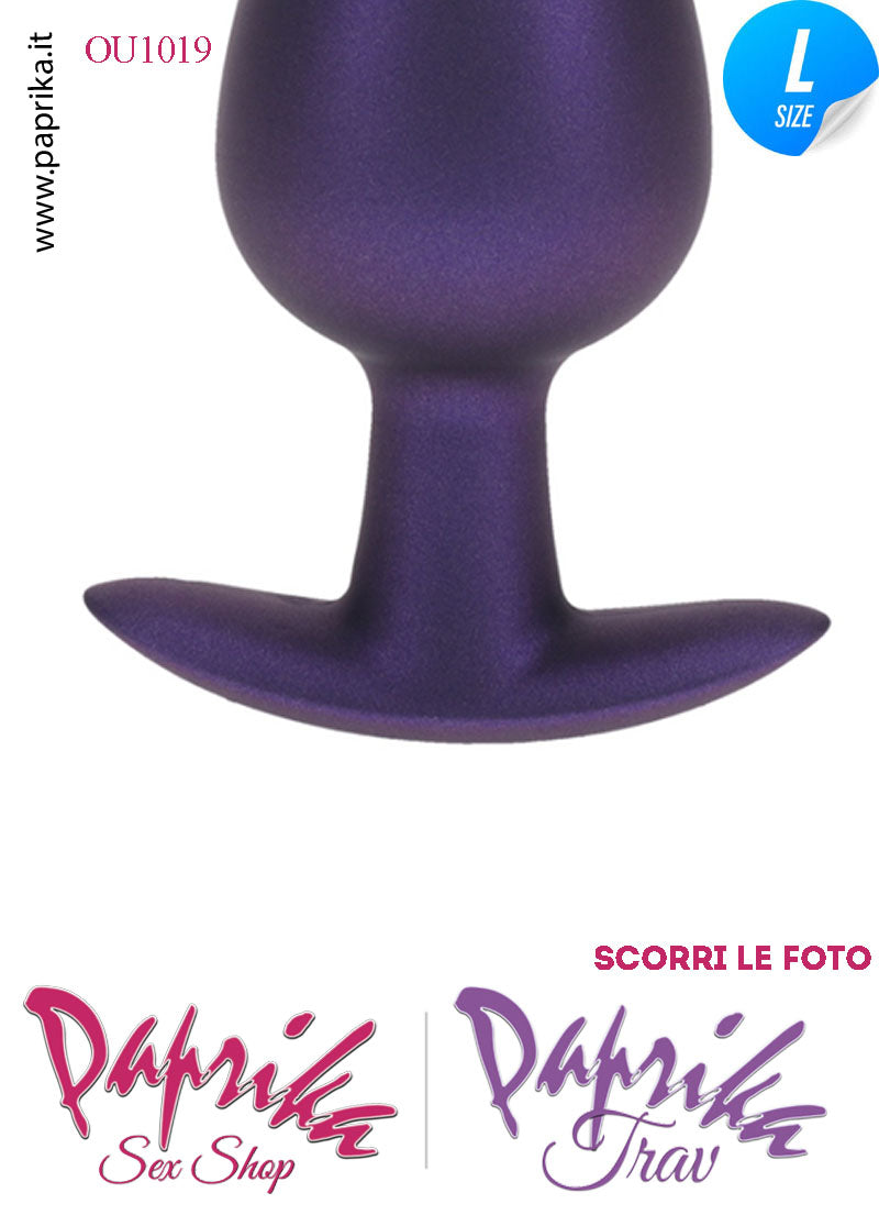Plug Anale Corto Large 9 cm Ø 40 Silicone Viola Base Curva Non Vibrante