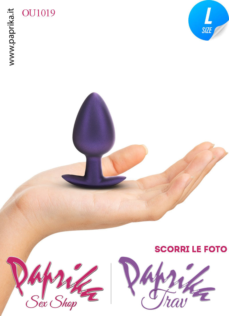 Plug Anale Corto Large 9 cm Ø 40 Silicone Viola Base Curva Non Vibrante