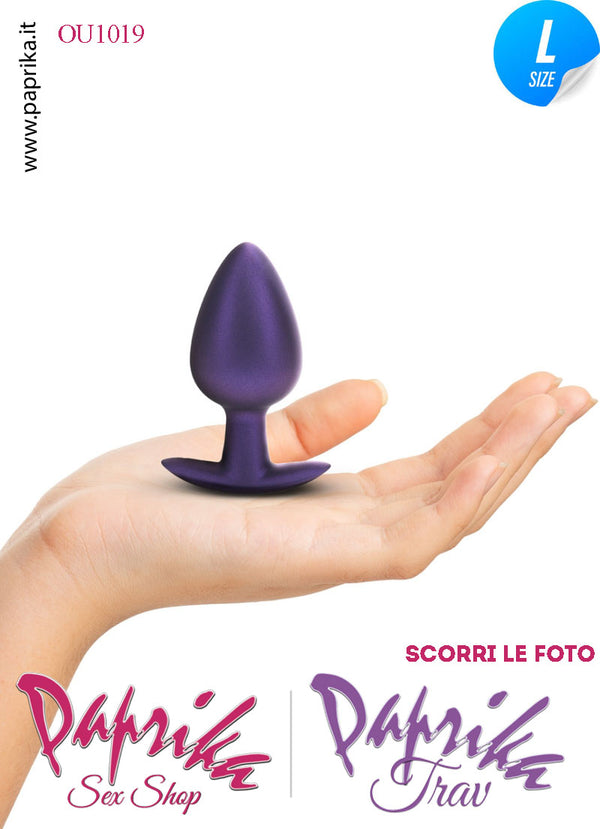 Plug Anale Corto Large 9 cm Ø 40 Silicone Viola Base Curva Non Vibrante