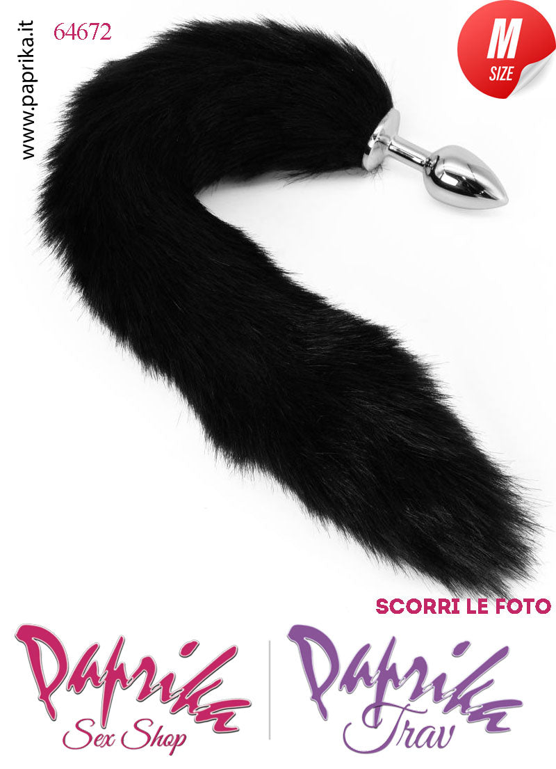 Kit Plug Anale Unisex Medium 7 cm Ø 34 Alluminio Coda Lunga Orecchie Gattina