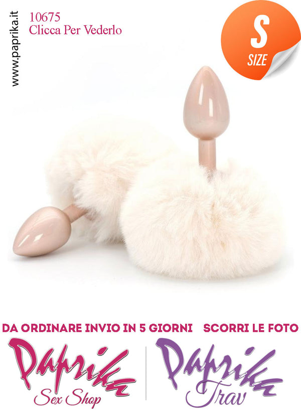 Plug Anale Unisex Small 6 cm Ø 28 Alluminio Coda Pon Pon Tondo Bianco