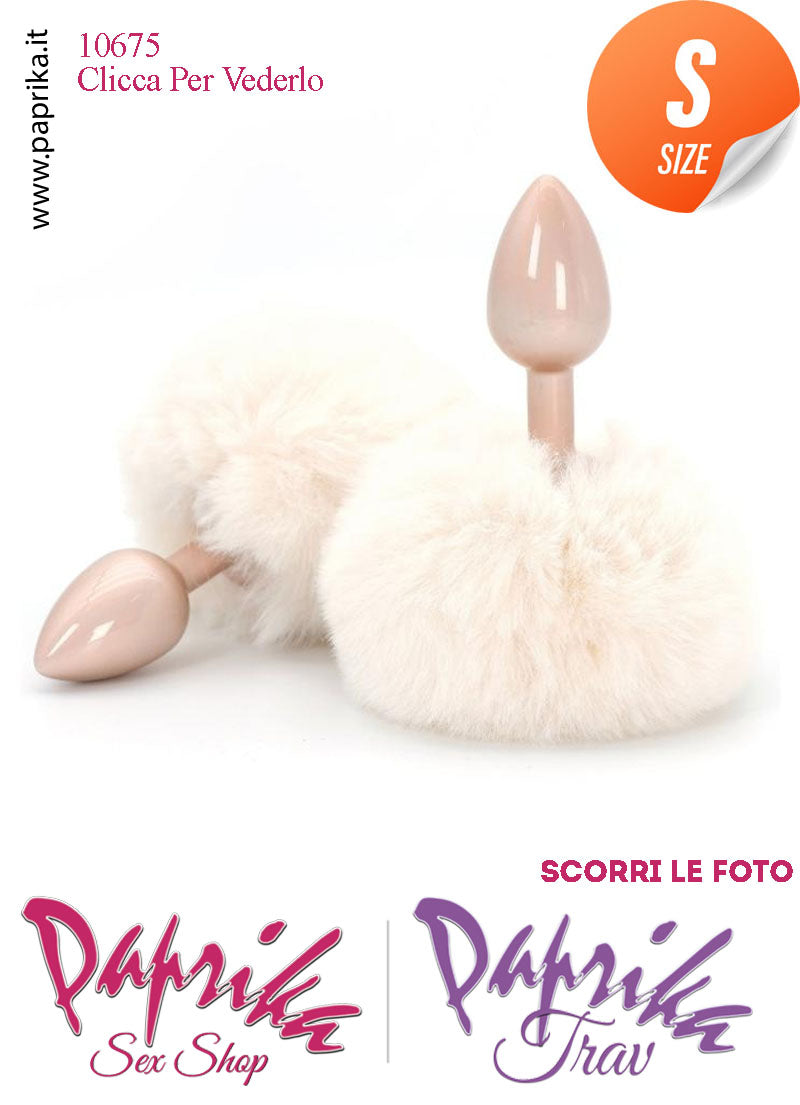 Plug Anale Unisex Small 6 cm Ø 28 Alluminio Coda Pon Pon Tondo Bianco