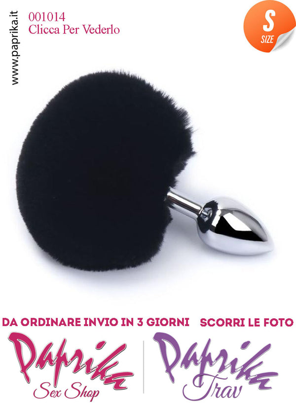 Plug Anale Small Unisex 7 cm Ø 28 Alluminio Pon Pon Tondo Nero