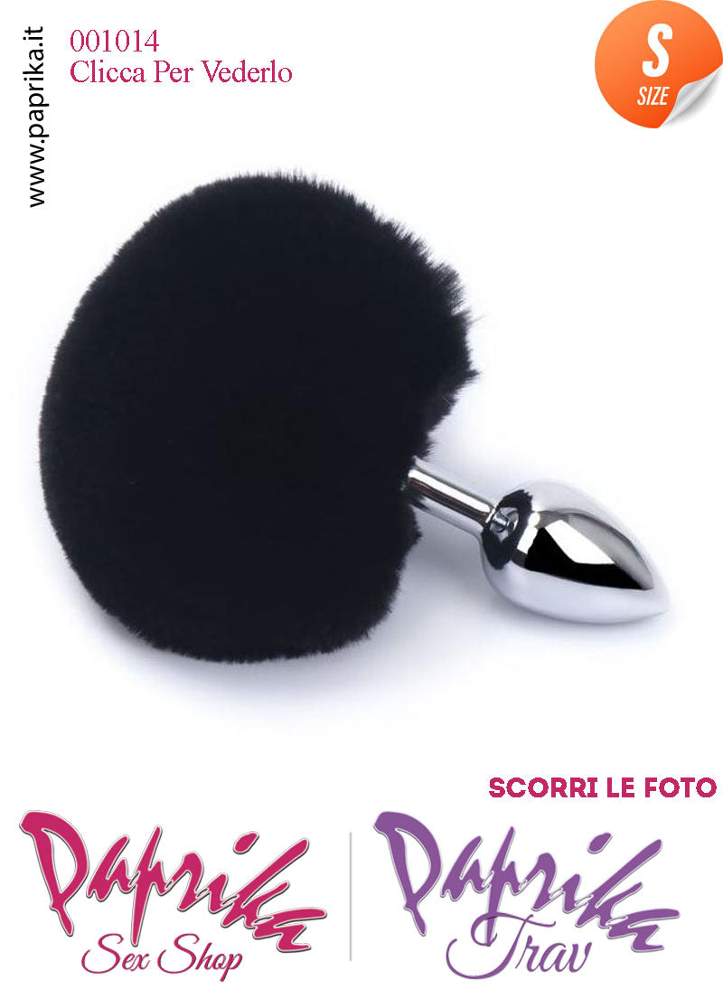 Plug Anale Small Unisex 7 cm Ø 28 Alluminio Pon Pon Tondo Nero