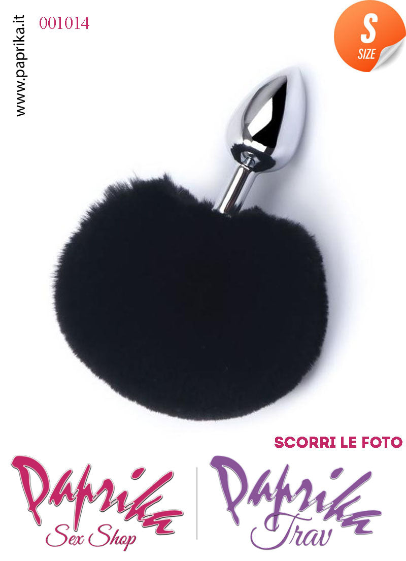 Plug Anale Small Unisex 7 cm Ø 28 Alluminio Pon Pon Tondo Nero