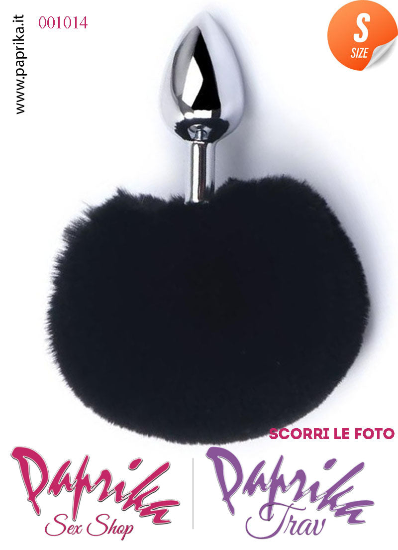 Plug Anale Small Unisex 7 cm Ø 28 Alluminio Pon Pon Tondo Nero