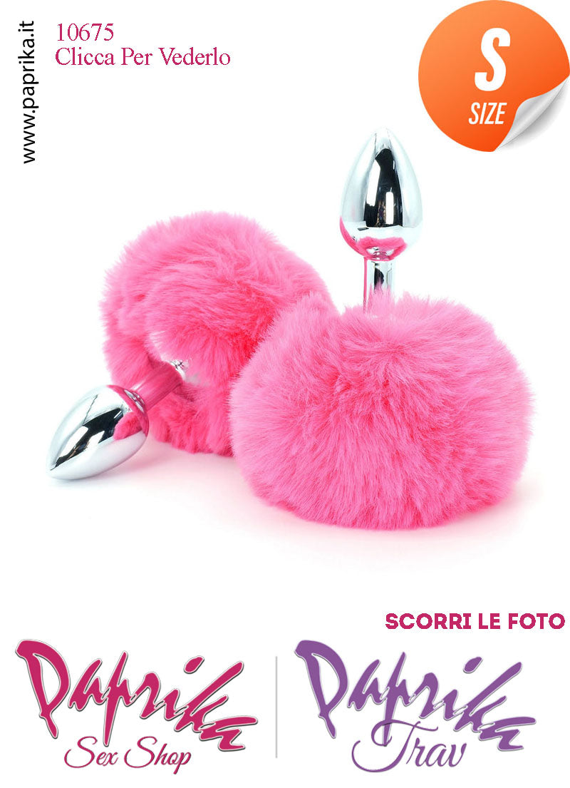 Plug Anale Unisex Small 6 cm Ø 28 Alluminio Coda Pon Pon Tondo Rosa
