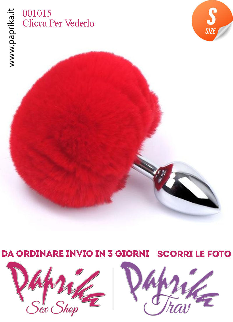 Plug Anale Small Unisex 7 cm Ø 28 Alluminio Pon Pon Tondo Rosso