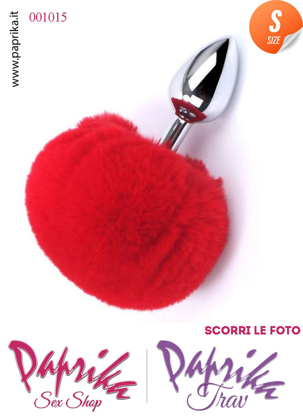 Plug Anale Small Unisex 7 cm Ø 28 Alluminio Pon Pon Tondo Rosso