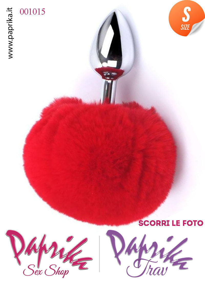Plug Anale Small Unisex 7 cm Ø 28 Alluminio Pon Pon Tondo Rosso