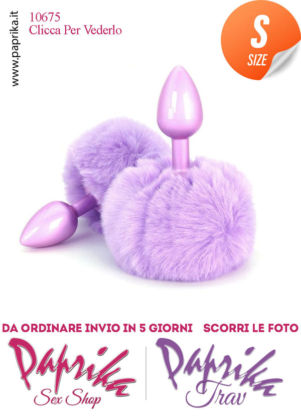 Plug Anale Unisex Small 6 cm Ø 28 Alluminio Coda Pon Pon Tondo Viola