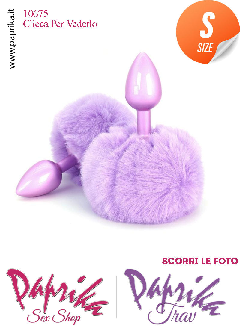 Plug Anale Unisex Small 6 cm Ø 28 Alluminio Coda Pon Pon Tondo Viola
