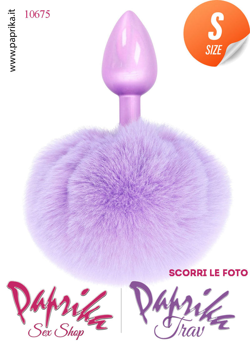 Plug Anale Unisex Small 6 cm Ø 28 Alluminio Coda Pon Pon Tondo Viola