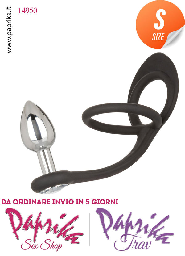 Plug Anale Unisex Small Alluminio Gioiello Anello Doppio Testicoli 6 cm Ø 25