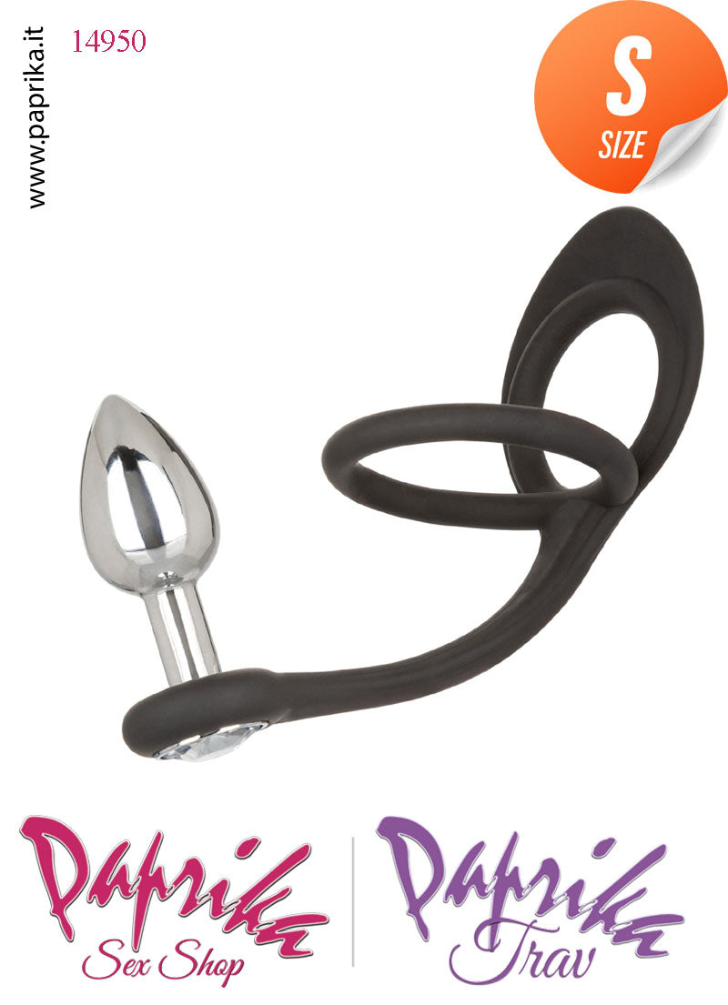 Plug Anale Unisex Small Alluminio Gioiello Anello Doppio Testicoli 6 cm Ø 25