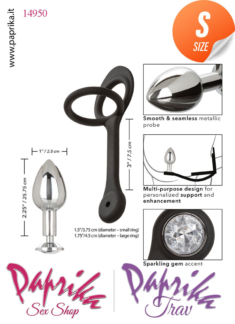 Plug Anale Unisex Small Alluminio Gioiello Anello Doppio Testicoli 6 cm Ø 25