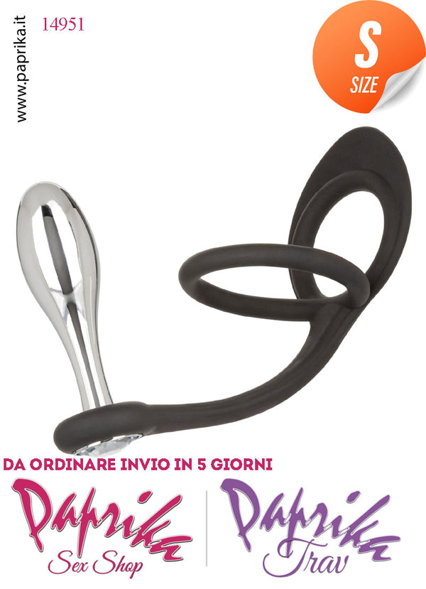 Plug Anale Small Lungo Unisex Alluminio Gioiello Anello Doppio Testicoli 7 cm Ø 25